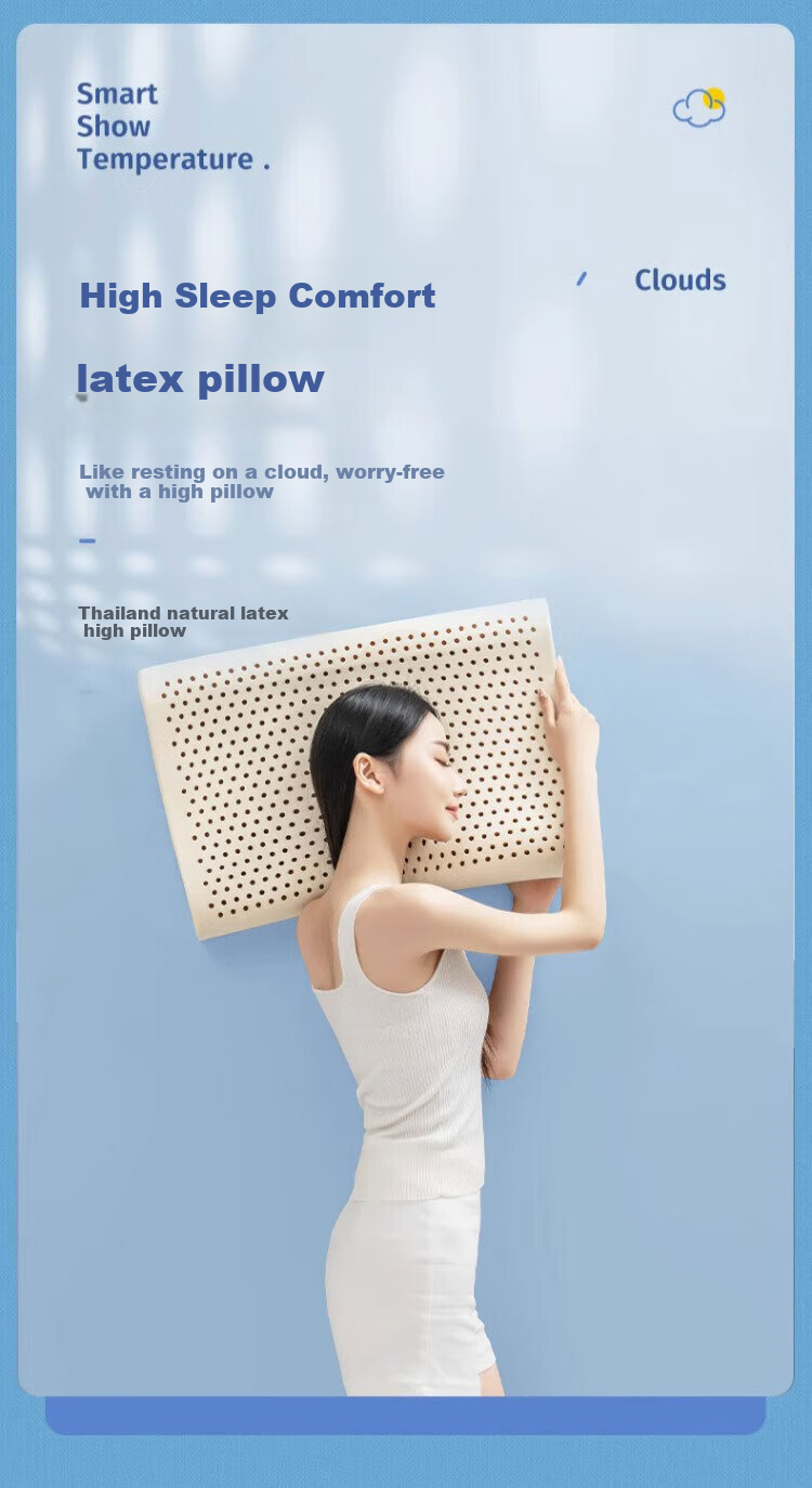 MiiOW Latex Fiber Pillow, 93% Content, Deep 8H Sleep Cervical Pillow, Summer Sleeping Pillowcase, Single Piece, 40x60cm 1