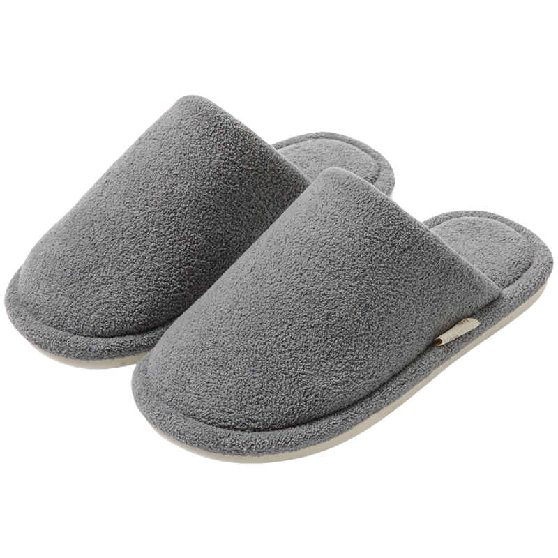 Warrior Men's Cotton Slippers Thick Sole Indoor Home Non-Slip Lightweight Warm Wool Slippers WST-1022 Gray Size 42-43