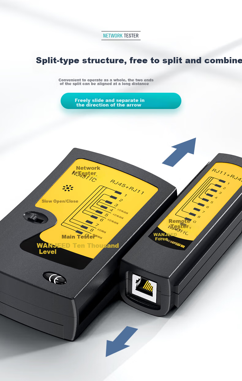 WANJEED (OFNPFTTH) Network Cable Tester, Multifunctional Network Tester, Line Tester, RJ45/RJ11 Network Cable And Telephone Line Signal Continuity Detector with Battery, WJ-1113 5