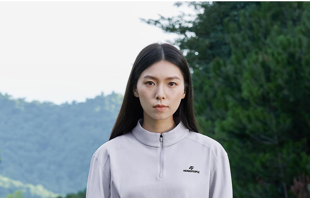 HERDE PEOPLE Muxuangzhe Autumn Half-Open Collar Long Sleeve T-Shirt Unisex Couple 10A Antibacterial Sports Moisture-Wicking Knitwear Moonlight Gray XL 12