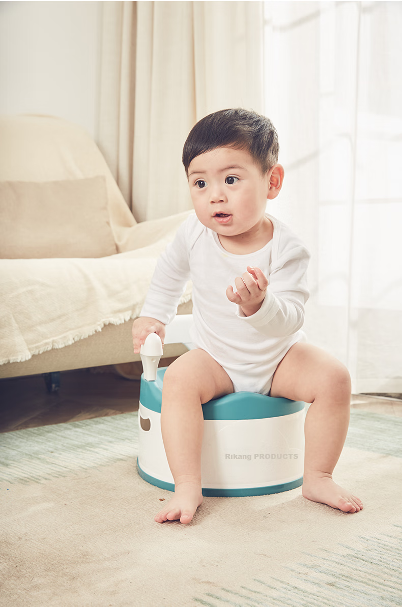 Rikang Children's Toilet for Ages 1-3 Raised Front Barrier PU Soft Cushion Three-In Function Gray X2004-8 6