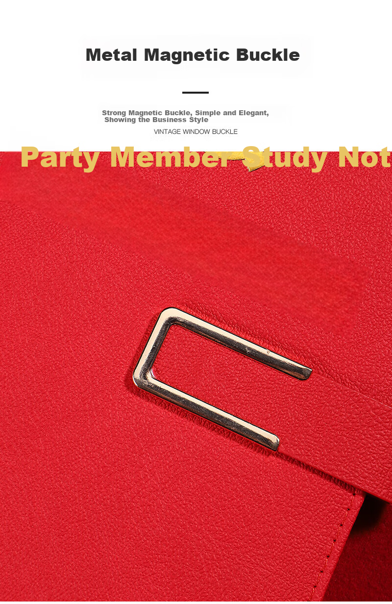 TENGXIONG A5 Party Member Notebook with Buckle, Leather Cover, Political Education Study Journal, Meeting Record Book, Cultural Activity Party Building Work Gift Box Customization LOGO 7