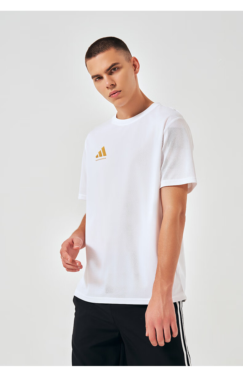 Adidas Men's Summer Sports Quick-Dry Breathable Lightweight Round Neck T-Shirt [Quick-Dry] Dark Gray L 15