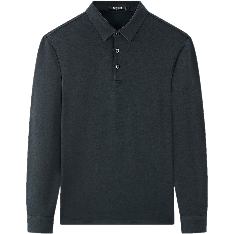 YOUNGOR 25 New Antibacterial Antistatic Machine-Washable Wool Polo Shirt Dark Green XL (Recommended 150-165 Jin)