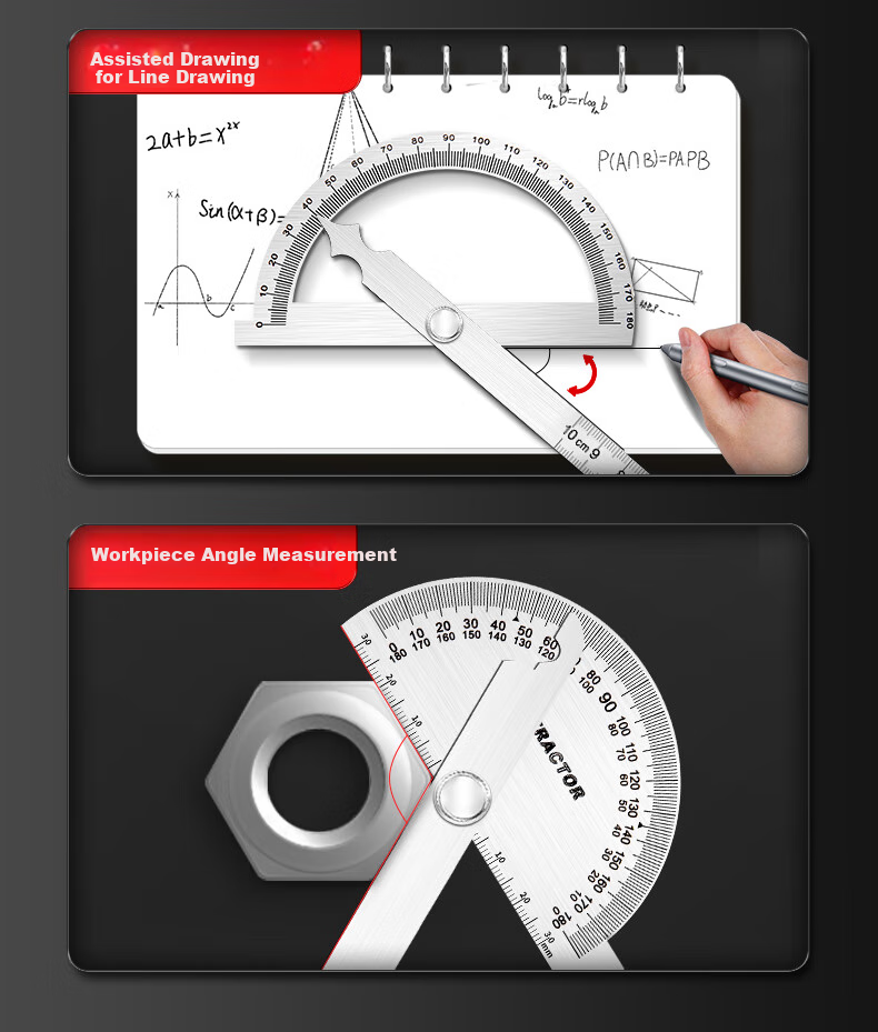 SYNTEK Angle Ruler, High-Precision Protractor, Industrial Angle Ruler, Movable Stainless Steel, Multifunctional Carpenter's Ruler, 90*150mm 8
