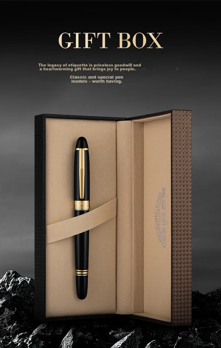 HERO Fountain Pen And Signature Pen, H708 Series 10K Gold Pen, Mid-Autumn Festival, National Day, Birthday Gift, High-End Business Stationery Gift, Classic Gift Box 10