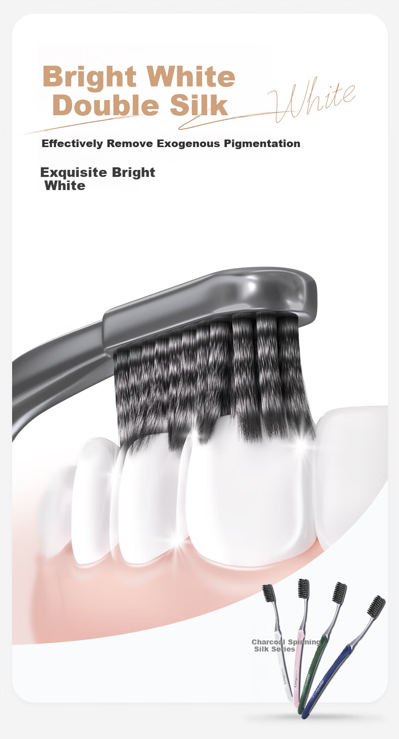 Colgate Slim Long-Lasting Charcoal Adult Soft Bristle Toothbrush, 8 Pack, Ultra-Fine Soft Bristles for Deep Cleaning, Random Colors 8