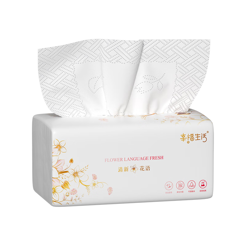 Happy Life Soft Thick Skin-Friendly 5-Ply Facial Tissue 400 Sheets * 20 Packs Baby Dining Napkins Household Soft Boxed Tissues