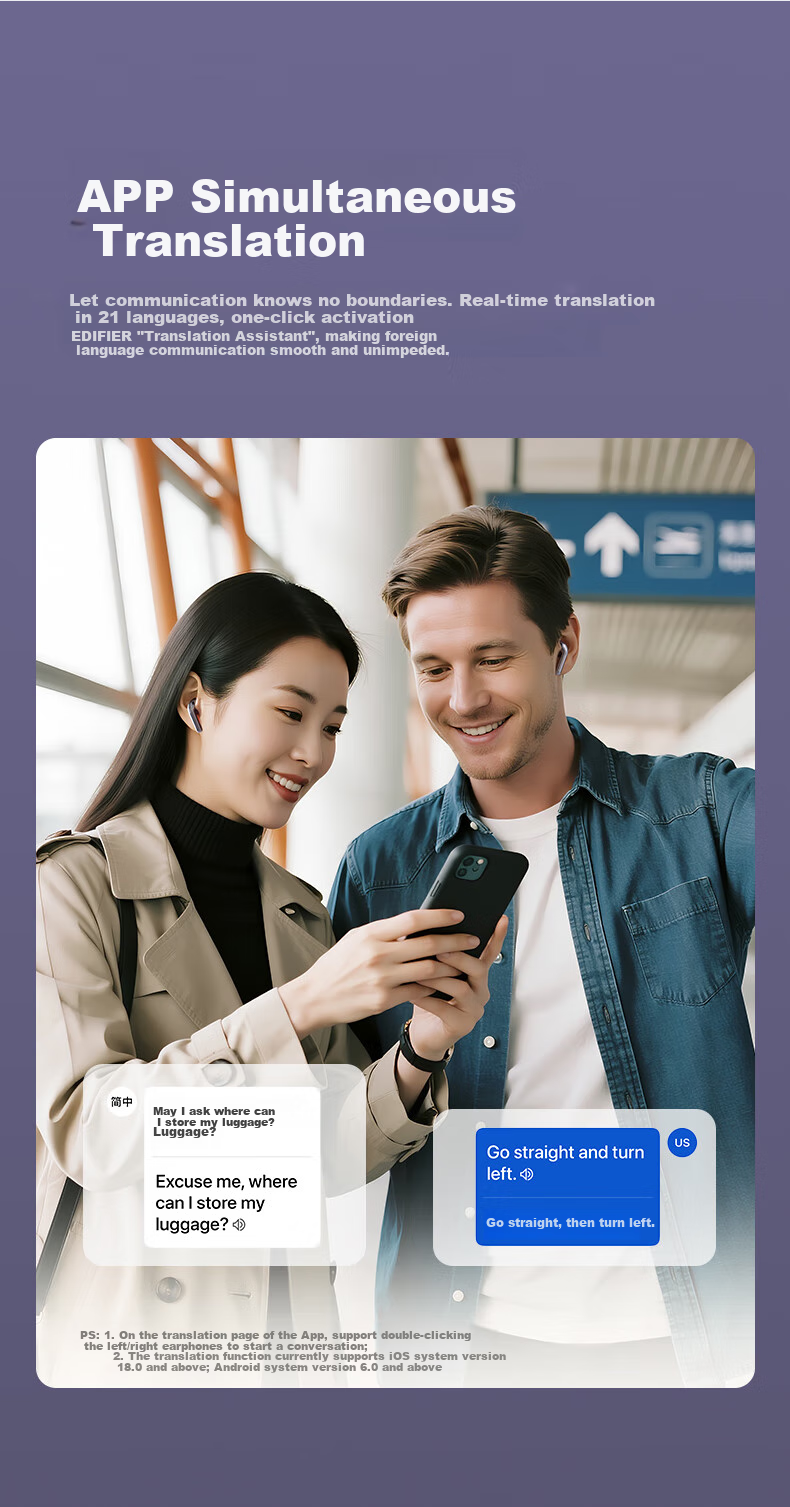 EDIFIER New Product Lolli Air True Wireless Bluetooth Earphones, Spatial Audio, Translation Headphones, Translation Device, Compatible with Apple Huawei Xiaomi Phones, Ice Purple, Graduation Gift 9