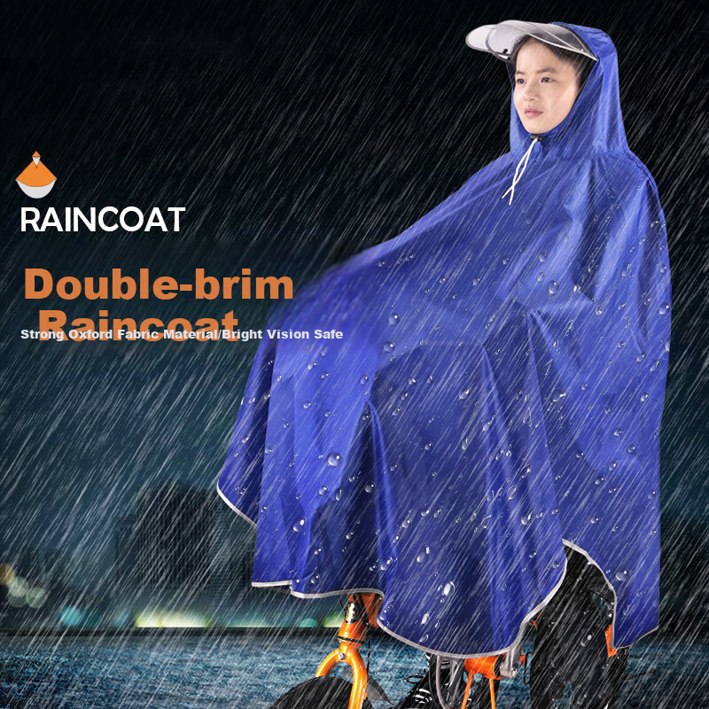 FOREVER Bicycle And Electric Bike Rain Poncho, Transparent Double Brimmed Thickened Full-Body Cycling Raincoat for Adults And Students, Waterproof Bike Cover