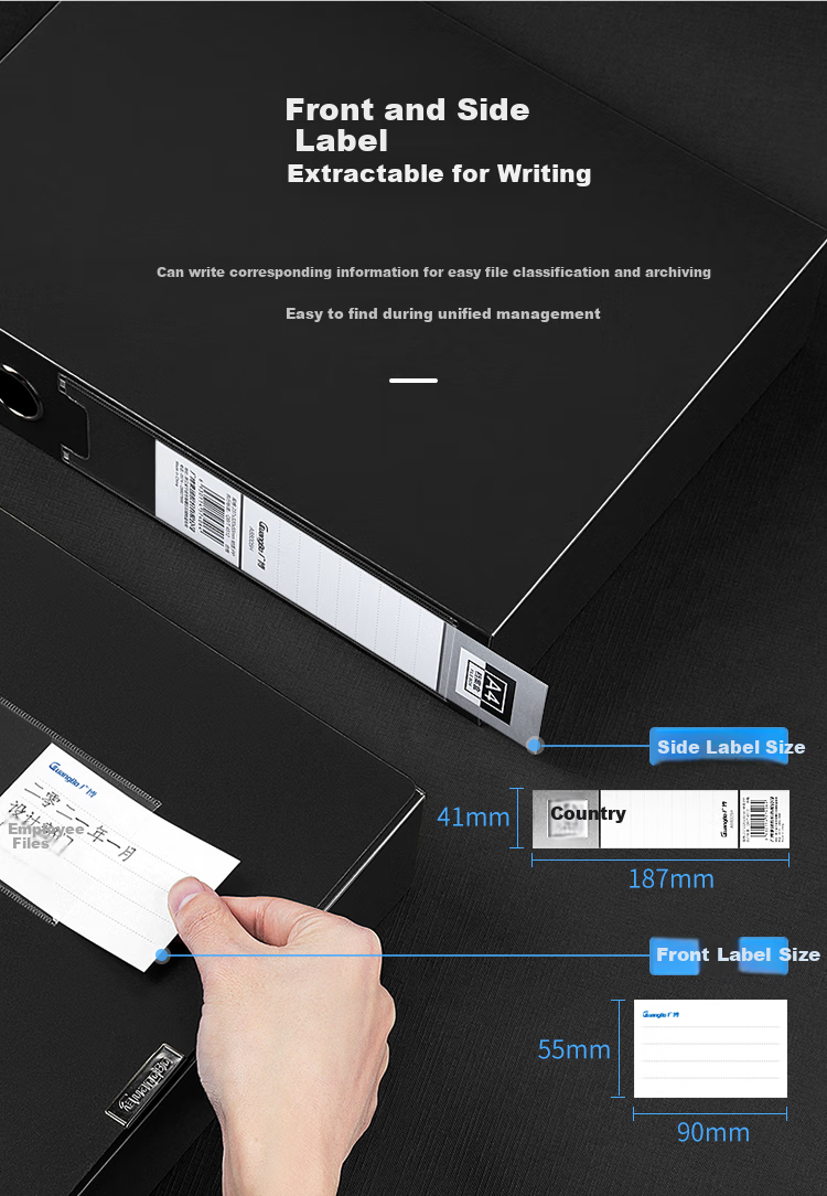 GuangBo 3c Digital All-Net Low Price, 10 Pieces, 55mm Widened High-Quality Plastic File Boxes, Document Boxes, Data Storage Boxes, Financial Voucher Storage Boxes, Office Supplies, A88005 Black 5