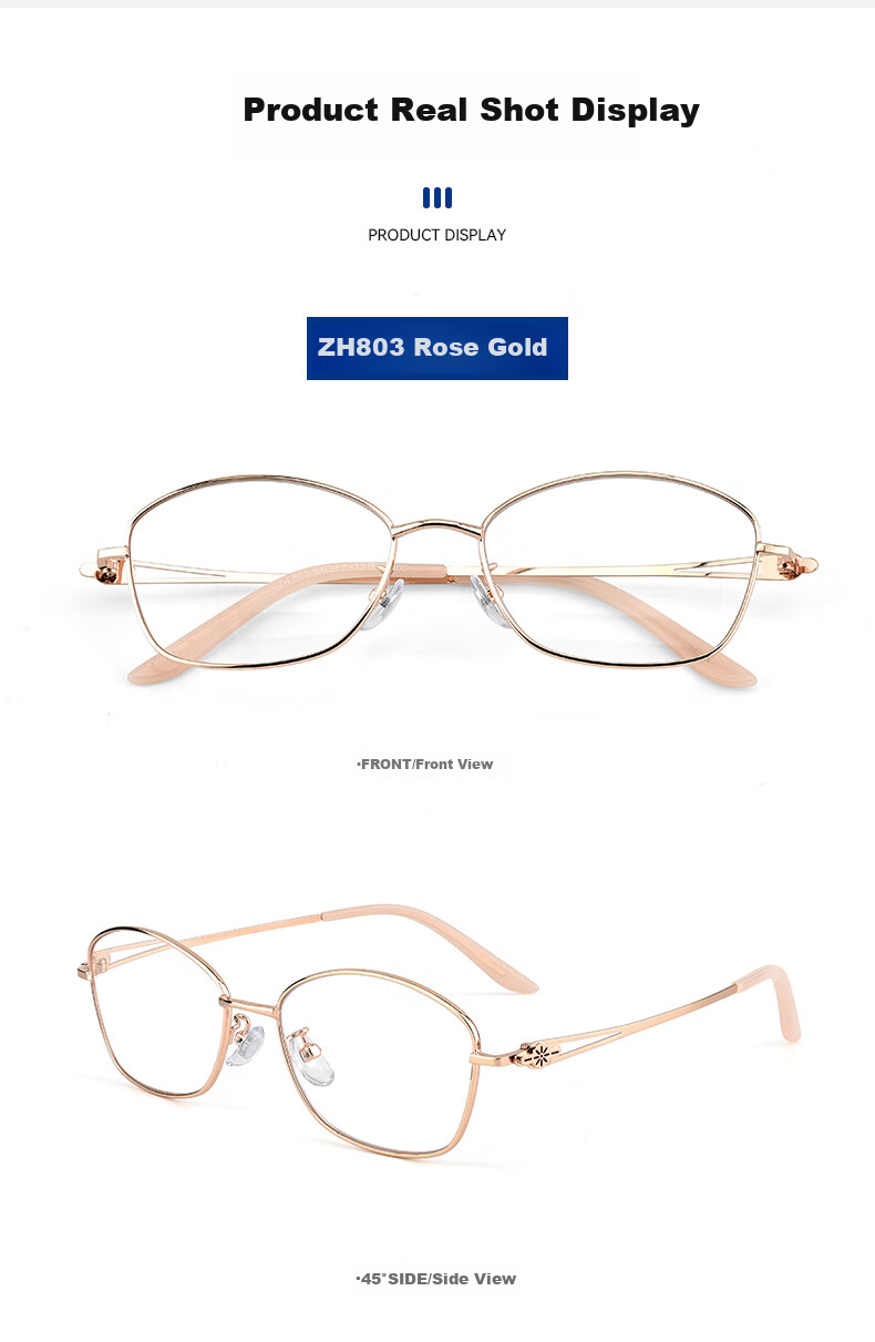 Dr. Ouna Reading Glasses High Definition Anti-Blue Light Premium Presbyopic Glasses for Men And Women 300 Degrees Rose Gold 4