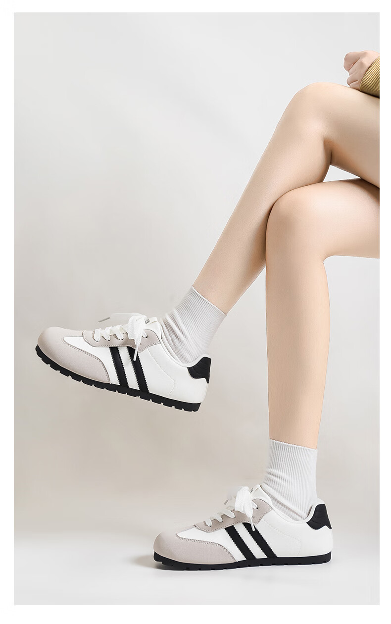 RENBEN Versatile Black German Trainer 2026 Spring Summer New Retro Casual Shoes Lightweight Student Campus Style Small Black Shoes 8