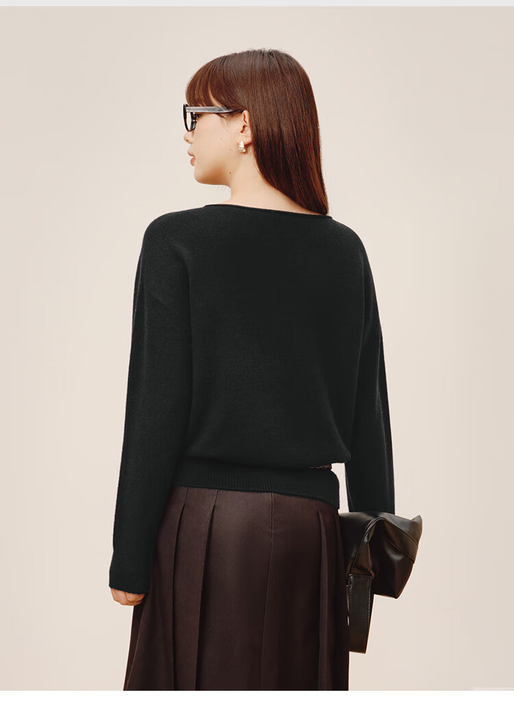 JD Jingzao Women's Wool Sweater Off-Shoulder Cashmere Knit Pullover Cream White XL Autumn Winter 2025 New 6