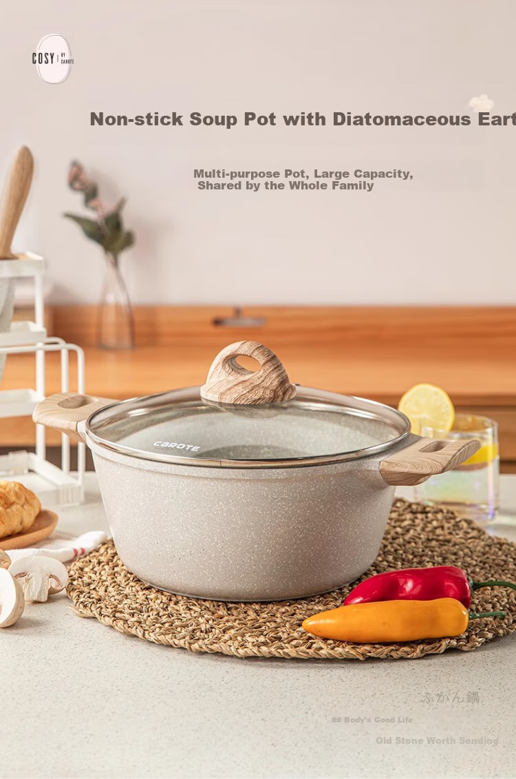 CaROTE Maifanshi Non-Stick Titanium Pot, Stew Pot for Home Use, Milk Pot, Suitable for Induction And Gas Cooktops, for Frying, Stir-Frying, Steaming, Cooking Porridge And Noodles, 24cm 1