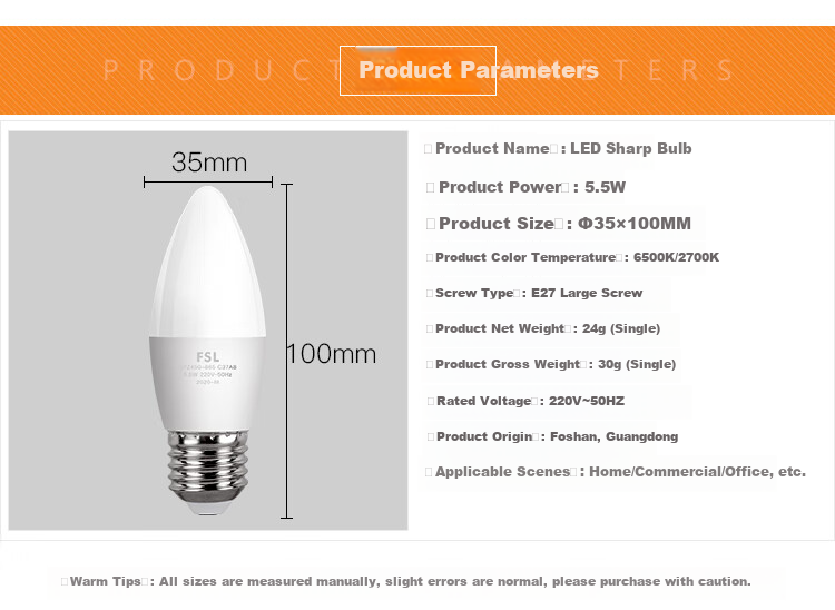 Foshanzhaoming LED Bulb, Crystal Lamp, Energy-Saving Light Bulb, 5.5W, Large Base E27, Cool White 6500K, Pack of 5 5