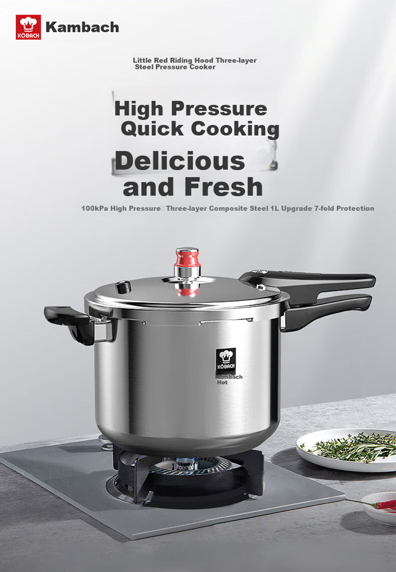 KBH Pressure Cooker, 304 Stainless Steel, Explosion-Proof, Quick-Cooking, Large Capacity 8L, Compatible with Induction Cooker And Gas Stove 2