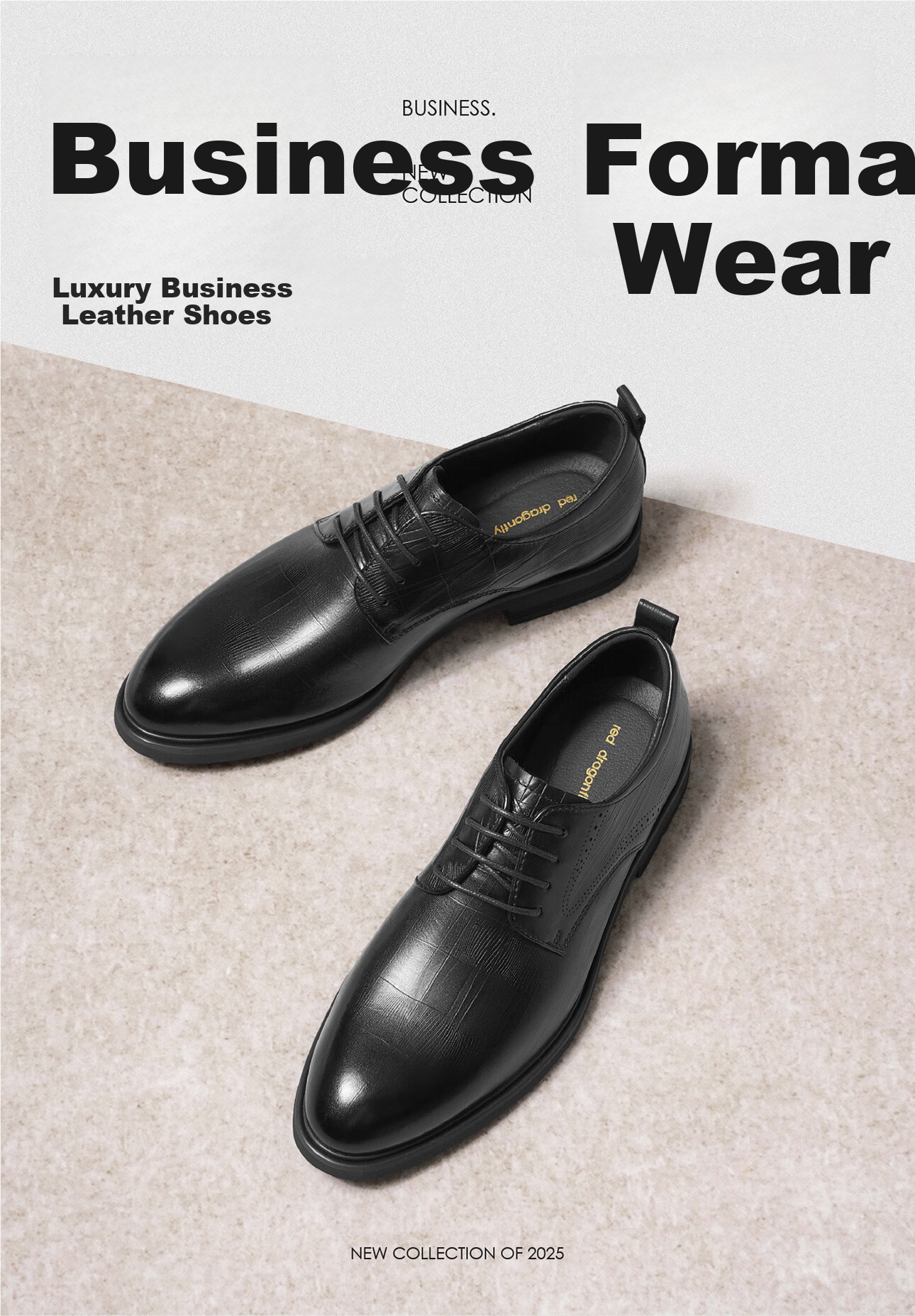 RED DRAGONFLY Men's Leather Shoes, High-End Business Commute Formal Shoes, Wedding Groom Shoes for Men, WTA35022, Black, Size 44 1