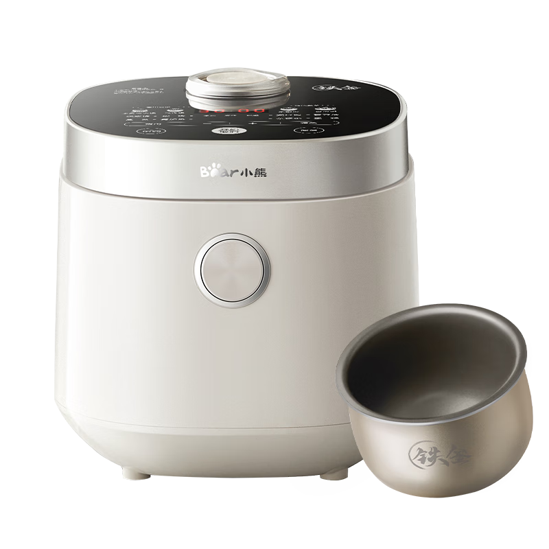 Bear Rice Cooker for 1-2 People, Zero Fluorine Iron Pot Mini Non-Stick Inner Pot, Smart Touch Control Multi-Function with Micro Pressure Rice Cooker 1.6L DFB-C16R2