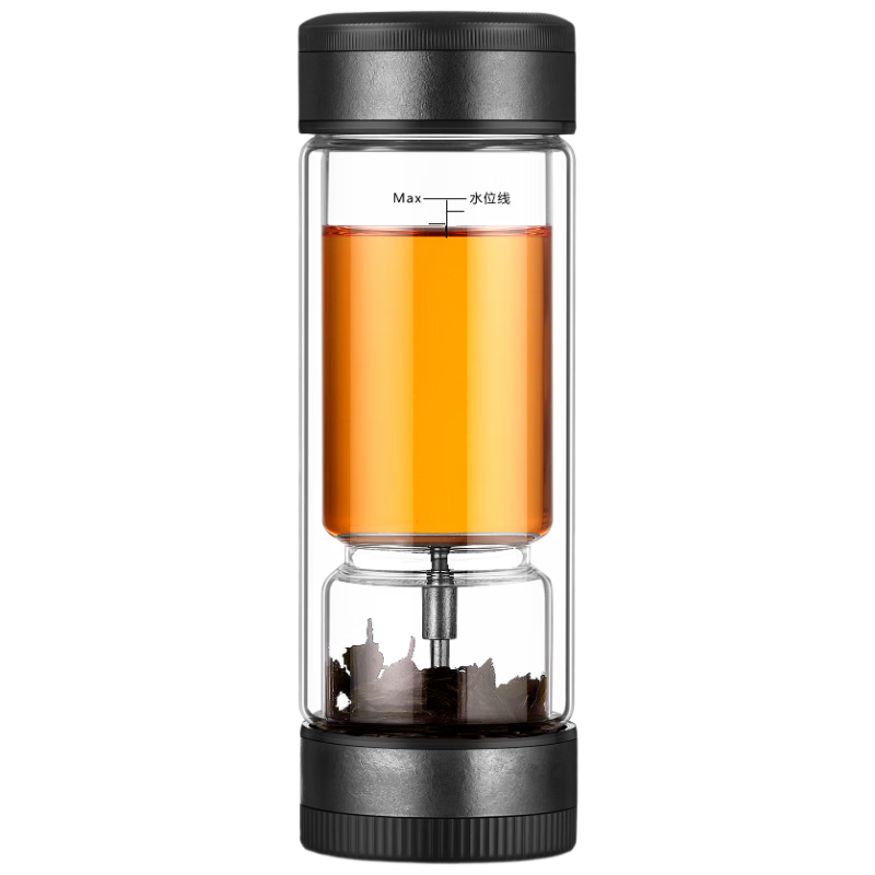 Chazhilian Tea Infuser Cup, Titanium Cup, Double-Layer Glass Tea Cup, Specialized for Brewing Tea, High-End Office Water Cup, National Day Gift