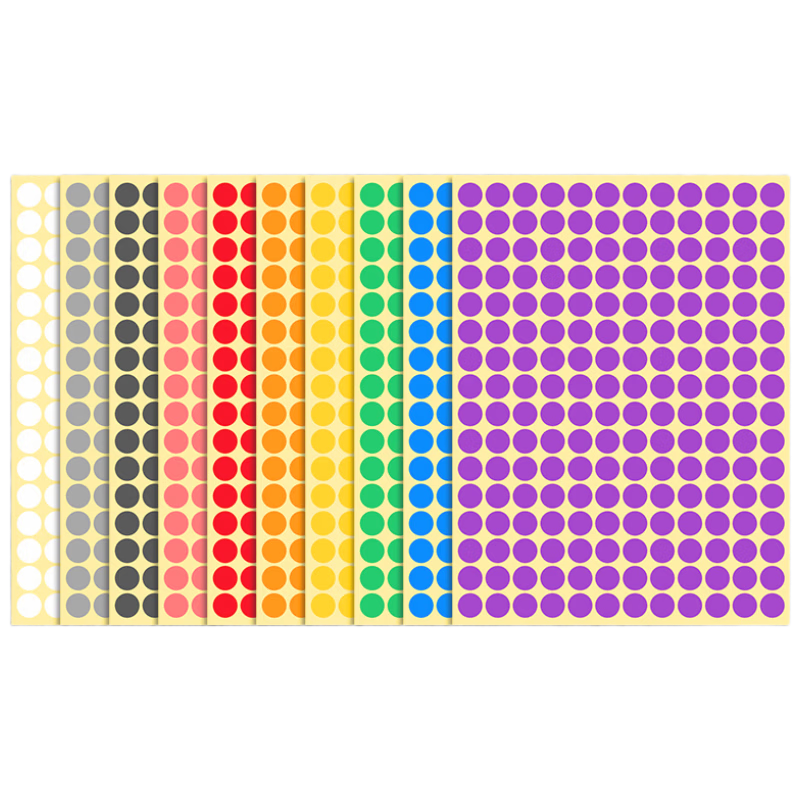 GOTOVAN Colorful Polka Dot Round Sticker Adhesive Label Paper Handwritten Small Size Round Dot Number Coding Red Large