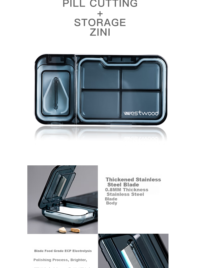 Etravel Portable Pill Box Divider Cutter, One-To Pill Splitter, Fourth Pill Cutter, Precise Pill Divider, Medication Organizer 2