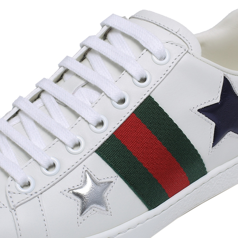 gucci 古驰 gucci女鞋 ace系列白色牛皮五角星图案装饰女士运动鞋