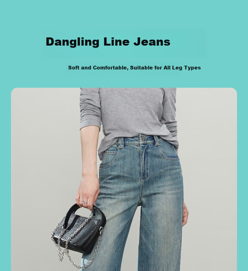 ESE-Y Straight-Leg Jeans for Women, New Spring 2025 Wide-Leg Trousers, Vintage Blue, Size 25 1