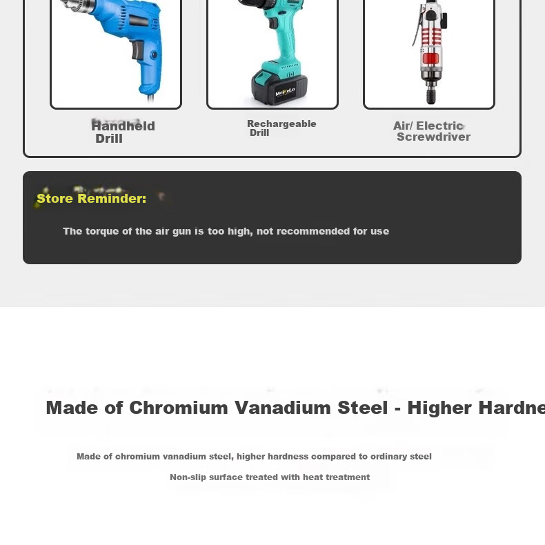 Honggong Electric Wrench Socket Head Deep Socket Screwdriver Bit, Hand Drill Hexagon Extended Pistol Drill Screwdriver, 7-Piece Set 5