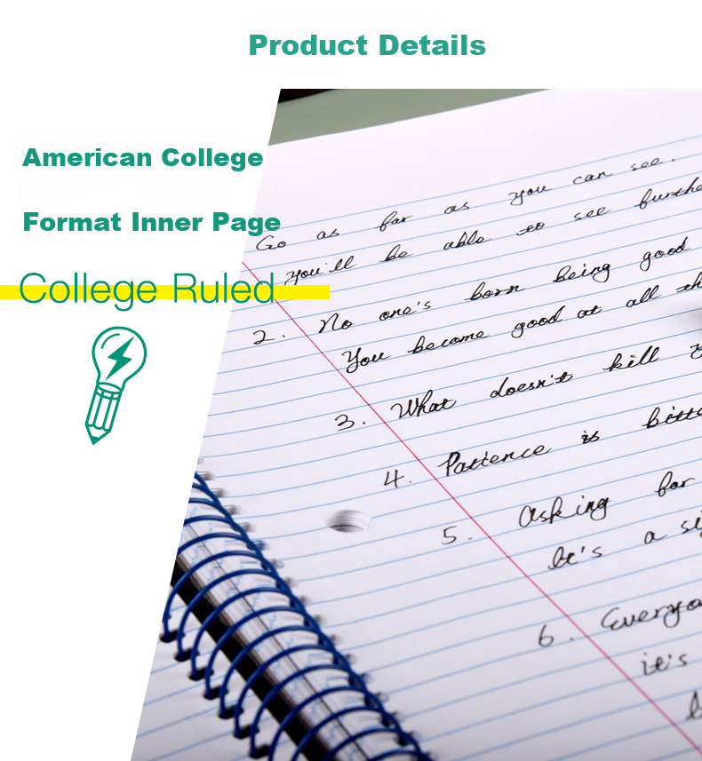 KAISA [Best-Selling Online] Inspirational American-Style Large Notebook, 100 Sheets Thick Single Spiral-Bound Journal, Easy-Tear Three-Hole Ruled Loose-Leaf Notebook for Postgraduate Entrance Exam Preparatio 1
