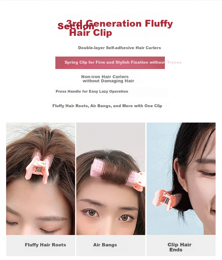 Liqing Autumn And Winter Three-Generation Root Volumizing Clip-In Hair Curler [3 Pieces], High Crown Shaping Hair Clip, Bangs Curler 2