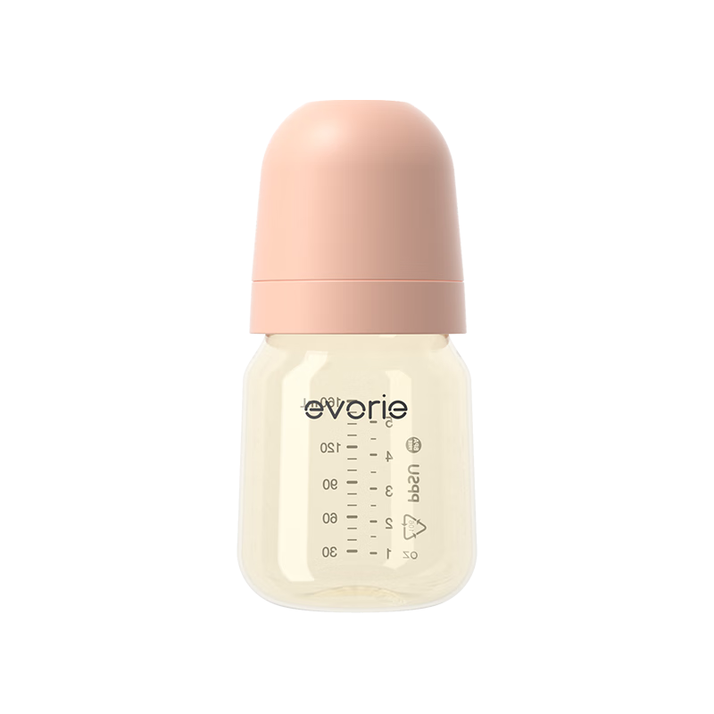 Evorie Premium Series Wide Neck Newborn Baby Bottle PPSU 160ml Smoke Pink Orange (0-3 Months)