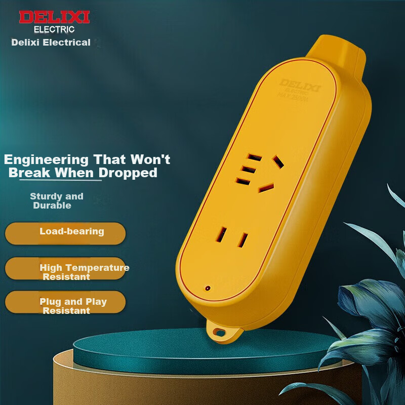 DELIXI National Standard Engineering Socket/power Strip/engineering Drop-Resistant Power Strip/power Bar/power Strip Board, Wireless without Switch, 2 Outlets