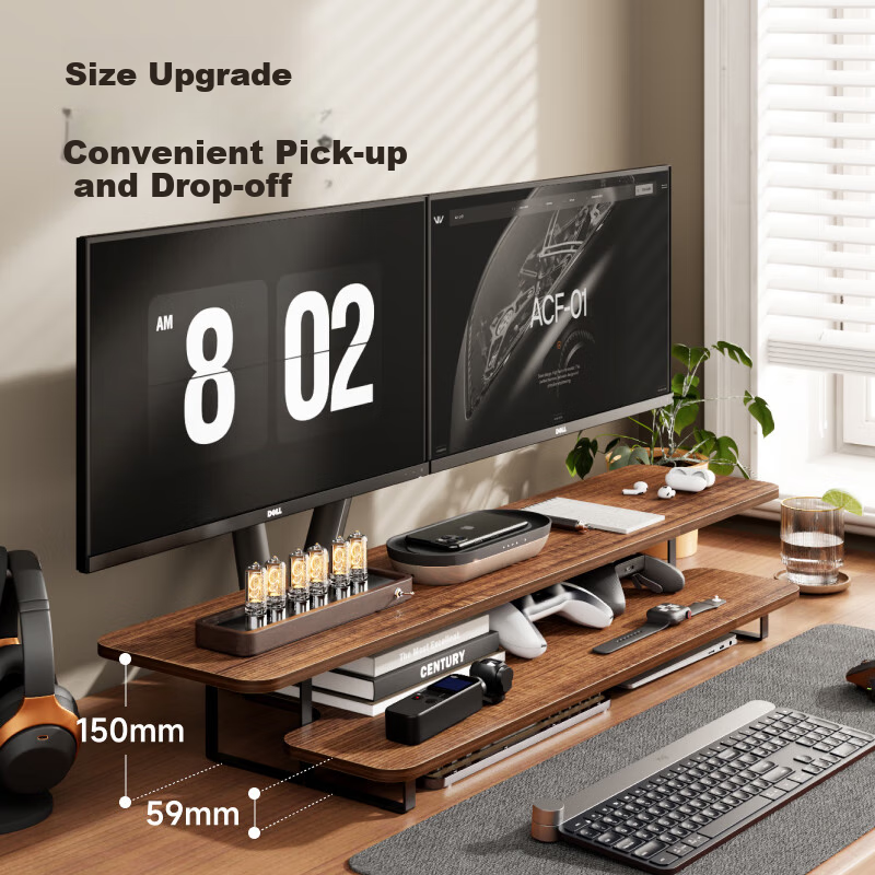 Brateck Beihu Monitor Riser Stand, Double-Layer Support, Monitor Stand, Desktop Computer Stand, Laptop Stand with Desktop Base And Storage Rack, G700 Brow