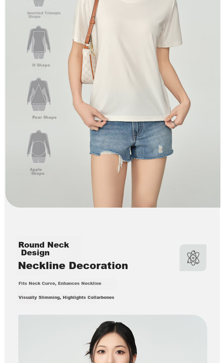 BOPRUIEY [Quality You Can Trust] Lyocell Short-Sleeve T-Shirt for Women, Summer Ice Silk Wrinkle-Resistant Solid Color Slimming Round Neck Top 5