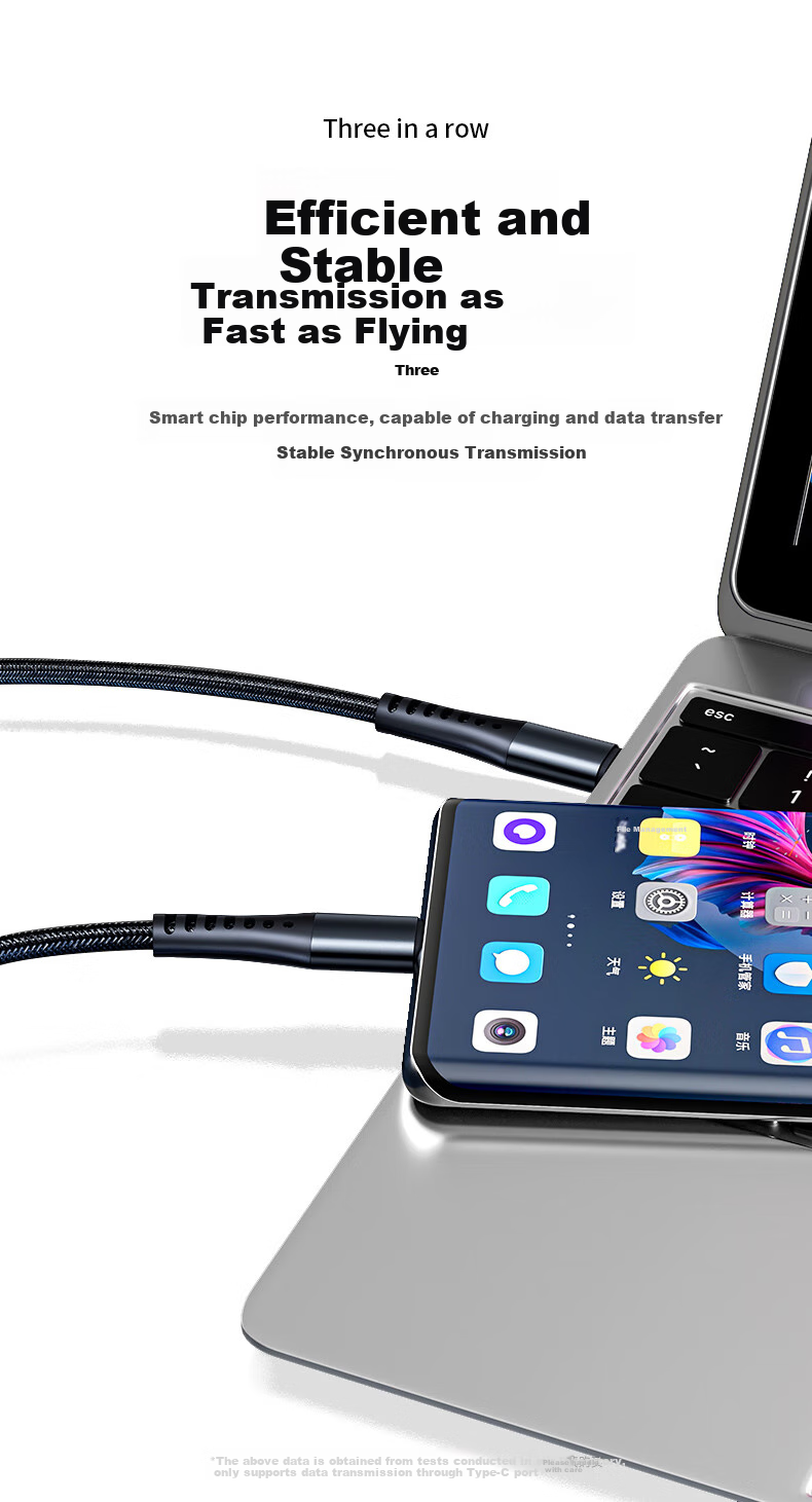 KOVOL [Core Upgrade] Data Cable Three-In 5A Fast Charging 88W Compatible with Huawei, Xiaomi, Type-C Android Phones Charging Cable for Apple 14/Oppo/iPhone One-To 10