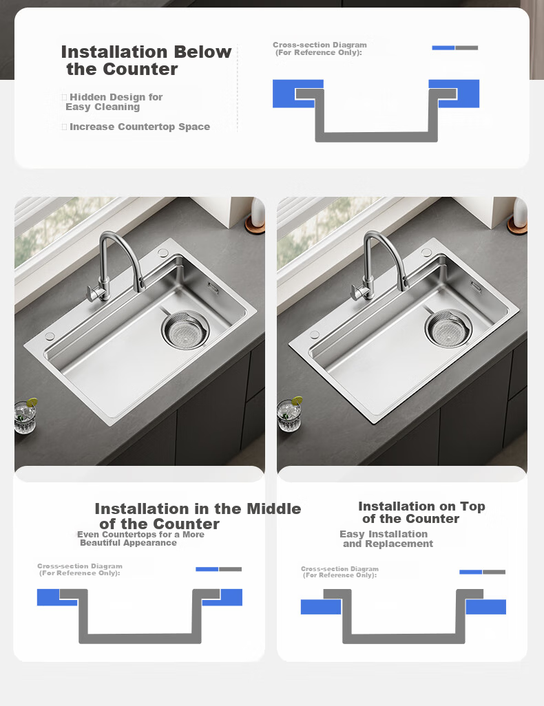 ARROW Kitchen Sink, Silver Brushed Stainless Steel Single Bowl, Undermount Sink for Kitchen, Dishwashing And Vegetable Washing, Integrated Stretching Sink 17