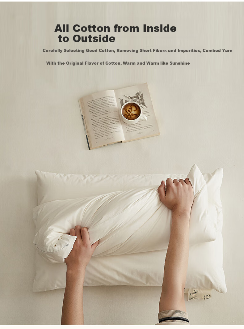 Grace Class A Pure Cotton Pillow, Shaped Pillow, 100% Xinjiang Cotton Pillow Core, Medium-Sized Pillow, Single Person, One Piece 2
