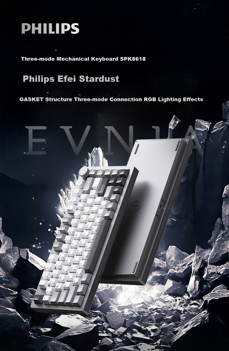 PHILIPS F610 Mechanical Keyboard, Wireless Tri-Mode Customizable Keyboard, Gasket Structure, Full Hot-Swappable Keys, Gaming E-Sports, Aluminum Keycap Keyboard, New Year's Gift for Boyfriend 1