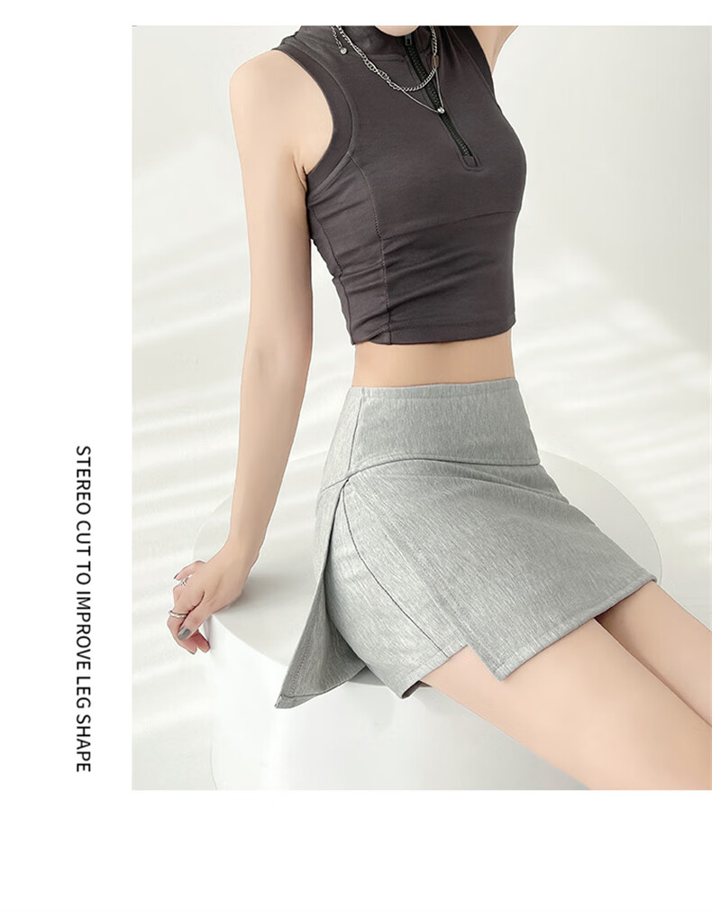 Langsha Split Sports Skirt Pants for Women 2026 New High Waist Slim Hip Hugging A-line Mini Skirt Anti-Exposure 15