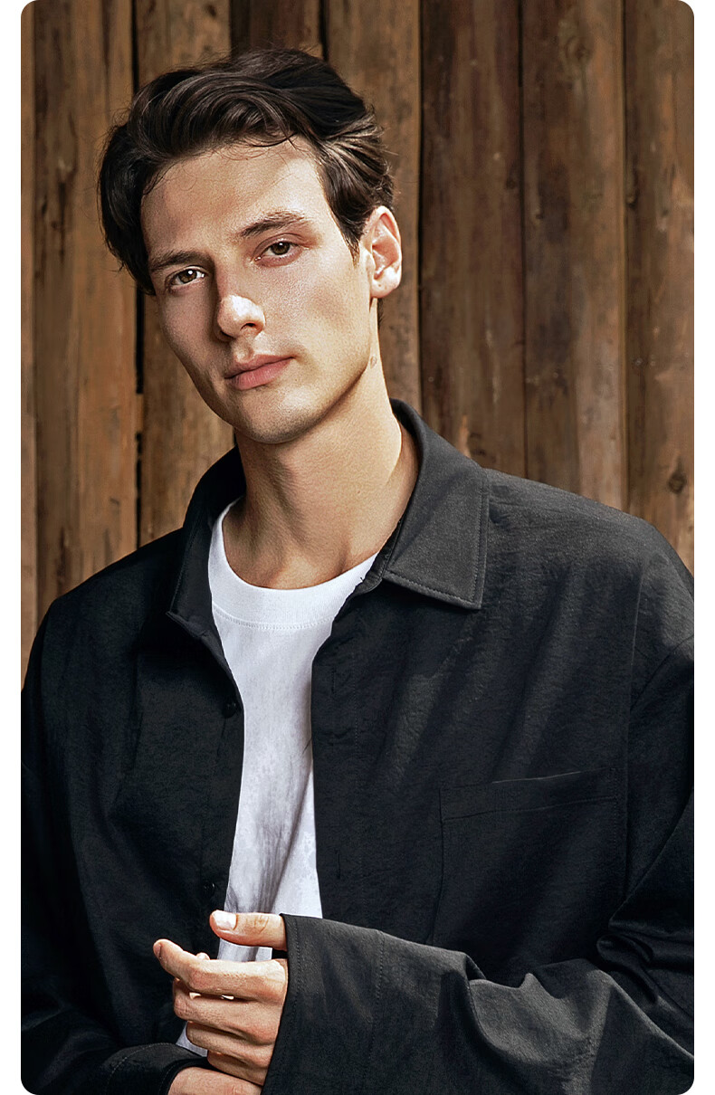 JEEP SPIRIT Men's Spring Long Sleeve Shirt Set American Style Lapel Shirt Casual Pants Retro Loose Trendy Two-Piece Set 4