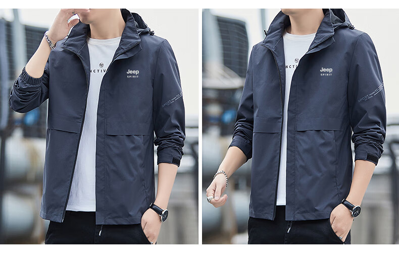 JEEP SPIRIT Men's Autumn Jacket, Waterproof Windbreaker, Casual Loose-Fitting Windproof Coat for Me 4