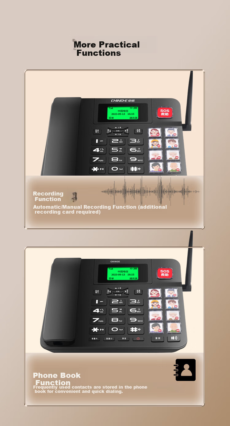 CHINO-E 4G All-Network SIM Card Telephone, Wireless Landline Phone for Home Use, Elderly-Friendly, Compatible with China Mobile, China Unicom, China Telecom, And Cable TV Networks, 4G/5G Mobile Phone Card, Fixed-Line Telephone W699 White 8