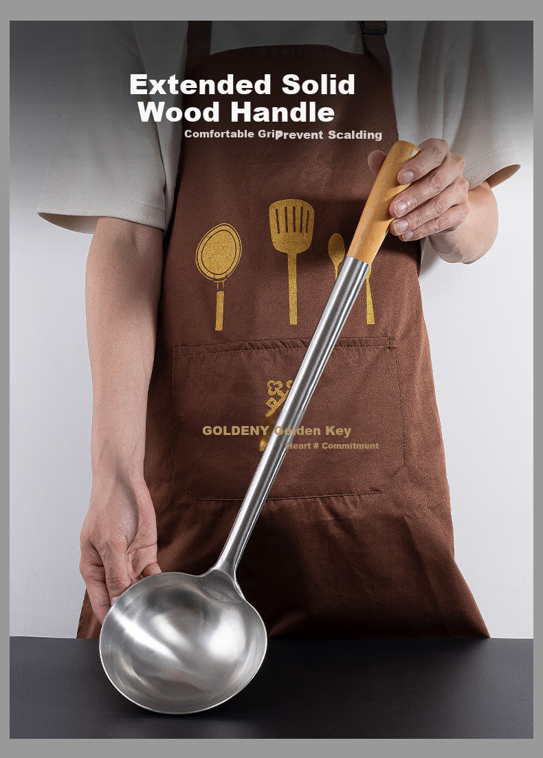Jinyaoshi Stainless Steel Wok Ladle with Wooden Handle, Commercial Chef's Special Cooking Spoon, 500 Grams, GK-CS1000 11