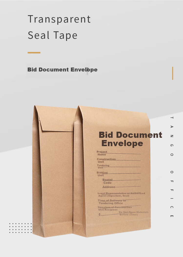 TANGO A4 Bid Document Envelope, 4cm Thick, 230g, Pack of 20, File Folder, Sealed Document Bag, Bid Archive Envelope, Kraft Paper Bid Bag, Pricing Envelope 1