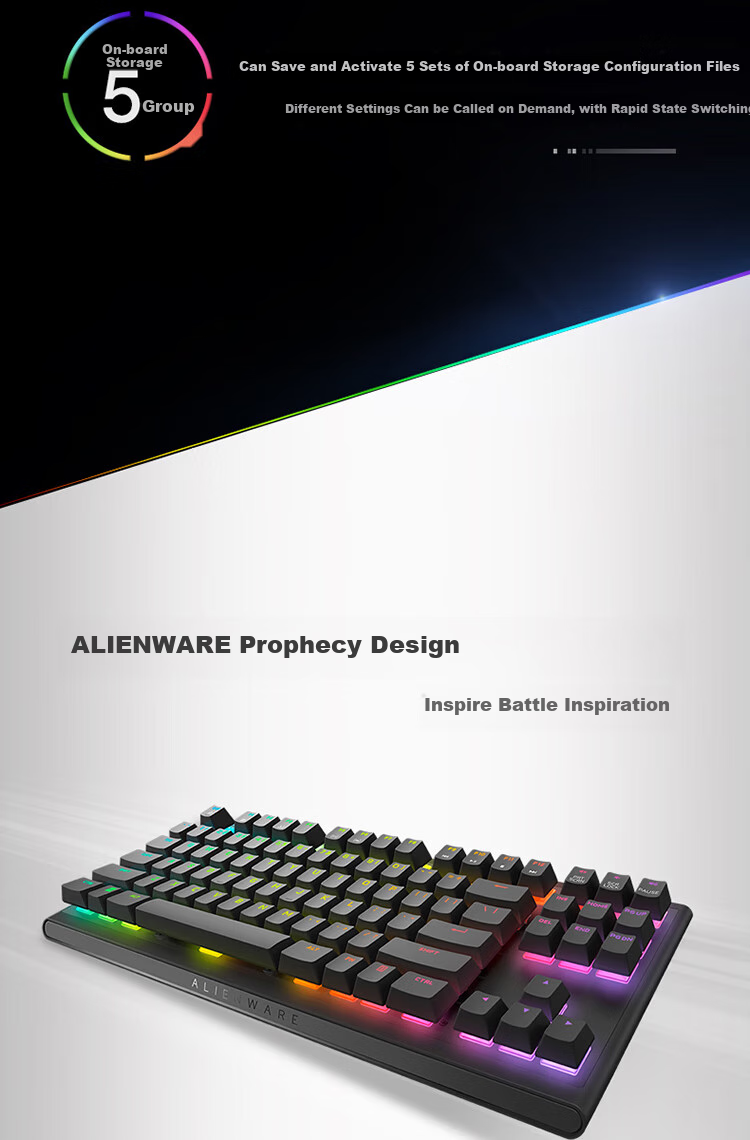 Alienware AW420K Wired Gaming Mechanical Keyboard with Red Switches, RGB Lighting, 87 Keys, TKL Layout, Fully Programmable, Holiday Gift, Black 14