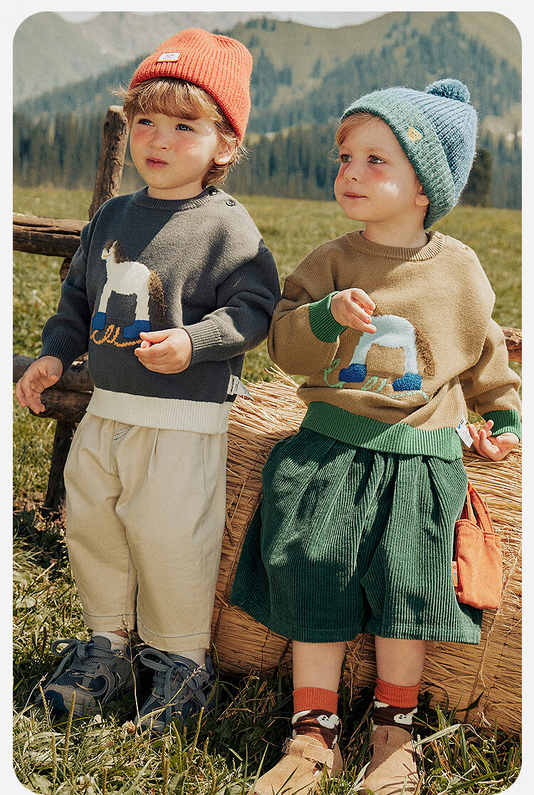 Minibala Bala Boys and Girls Sweater 2025 Winter Baby Embroidered Knitwear Infant Pullover Outerwear Sweater 3