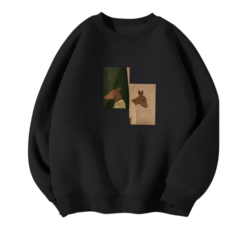 NASA GISS Official Trendy Sweatshirt for Men, Round Neck Long Sleeve T-Shirt, Bear Print Pullover Loose Undershirt, Black Regular, XL