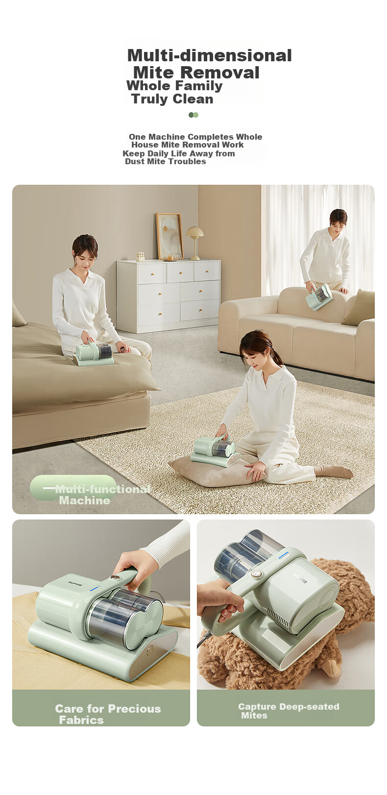 SUPOR Mite Remover Bed, Dual Dust Cup with Dust And Air Separation, Household Deep Cleaning Machine for Mites, Powerful Beating, Vacuuming, Mite Removal, Hair Removal All-In ERC-TT12S 13