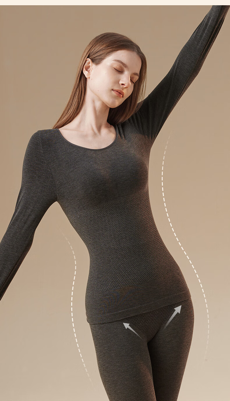 Miiow Women's Slimming Wool Thermal Underwear Set Autumn Winter Warm Base Layer 12